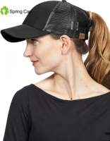 Casquette Trucker à ouverture pour chignon, dos en maille, réglable, personnalisable avec logo, fournisseur en gros de casquettes (gorras)