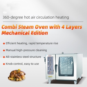 Horno Combinado Comercial de Acero Inoxidable de Grado Alimenticio, Horno de 4 Bandejas con Pulverizador para Restaurantes y Comida Rápida - Product Image 4