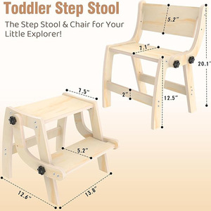 Children's Wooden Step <b>Stool</b> Adjustable Height <b>Bathroom</b> Footstool For Toilet 2-4 Years - Product Image 3