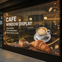 Écran LED transparent personnalisé en verre pour vitrine de café