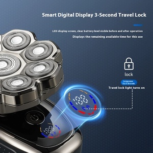 เครื่องโกนหนวดไฟฟ้า7หัวพร้อมเครื่องดูด9แม่เหล็กสามใบจอแสดงผลดิจิตอลเครื่องโกนหนวดหัวล้านอเนกประสงค์ - Product Image 2