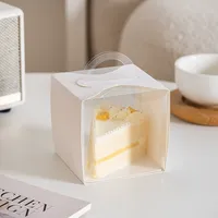 Boîte à gâteaux et biscuits personnalisée pour pâtisserie, boîte biodégradable avec poignée, carton ivoire, pelliculage mat, boîte carrée pour biscuits avec fenêtre