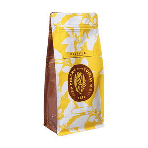 Zhihe Custom Printed Coffee Bean Bags PP Zipper Stand-Up Airtight Eight-Side Seal With Hanging Rope Food Packaging - Product Image 2