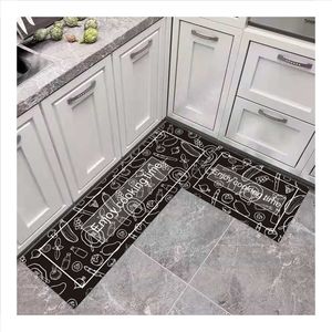 Juego de alfombras de cocina antideslizantes con diseño de rompecabezas moderno, alfombrilla de pie lavable tejida de PVC de poliéster acolchado suave para protección contra caídas - Product Image 5