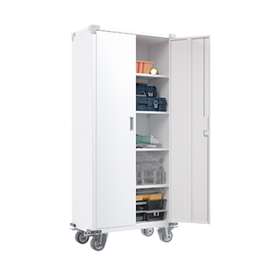Armoire de <span class=keywords><strong>garage</strong></span>, grande armoire de rangement en métal, casier de <span class=keywords><strong>garage</strong></span>, 4 étagères réglables, portes verrouillables, revêtement en poudre époxy, couleur au choix - Product Image 2