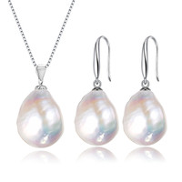 Ensemble de colliers et boucles d'oreilles en perles naturelles, grande taille, edison, noyau baroque, eau douce, 11-12mm