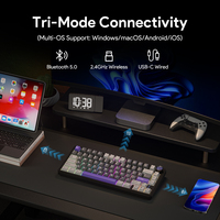 Teclado Mecánico Compacto Ergonómico con Montaje en Gasket, Inalámbrico 2.4Ghz, Hot Swap, RGB, Teclas PBT, para Juegos, con Perilla