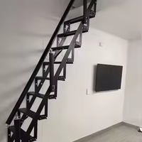 Escaliers de grenier pliants robustes en acier au carbone et alliage d'aluminium, escaliers d'extérieur et d'intérieur pour villas et salles familiales
