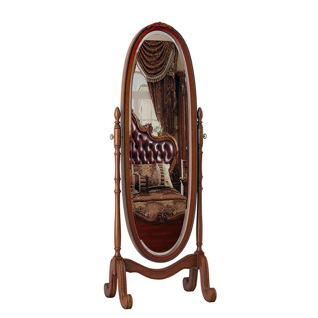 American Antique Dressing Mirror Standing Wooden Full Length Floor Mirror Bedroom Furniture Solid Wood Dressing MirrorL435