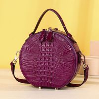 Sac à main rond pour femme en similicuir gaufré motif os de crocodile, multi-couches, décontracté, à porter à l'épaule ou en bandoulière