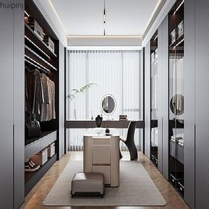 Chambre principale personnalisée, élégante, haut de gamme, dressing ouvert, étagères ouvertes, armoire, design moderne, bois massif, MDF plat, rangement - Product Image 2