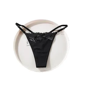 String sexy en dentelle pour fitness, godemichet anal, sous-vêtements pour femmes, sous-vêtements sexy, vidéo transparente