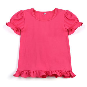 Camisetas Lisas de Poliéster 100%, Ropa para Impresión por Sublimación, Camisetas de Verano Personalizadas con Mangas con Volantes para Niñas - Product Image 4