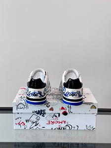 Nouvelles tendances mode homme et femme 2026 : Chaussures décontractées Gabbna en maille plate bleue avec lacets bleus et motif graffiti cœur bleu - Product Image 5