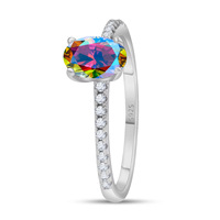 Bagues minimalistes pour femmes en argent sterling 925 avec pierres colorées taille ovale, bijoux de mode, bagues en moissanite certifiée GRA 1CT VVS