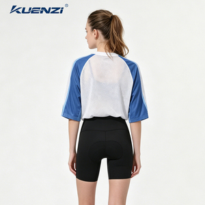 T-shirts à manches courtes en maille color-block patchwork 100 % polyester à col rond Kuenzi pour fille, idéaux pour les sports de plein air américains et canadiens - Product Image 6