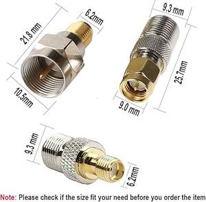 התנגדות של 50 אוהם, מחבר קואקסיאלי מסוג <span class=keywords><strong>F</strong></span> נקבה ו-BNC זכר, מתאם, חומר מגע נחושת, צורה לא סדירה, ציוד תקשורת - Product Image 2