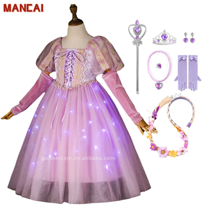 Led luce elegante abbigliamento ragazza principessa Rapunzel vestito TV & film costumi <span class=keywords><strong>bambina</strong></span> compleanno carnevale Halloween Party Dress - Product Image 1