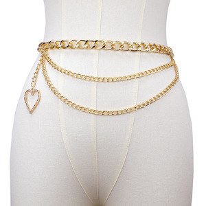 Chaîne de taille en forme de cœur, pendentif en strass doré, style Y2K, accessoire pour robe et pull pour femmes - Product Image 2