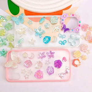 Capa de Telefone Móvel DIY em Gel Cremoso com Flores Barrocas e Borboletas, Acessórios de Cabelo em Plástico/Resina com Técnica de Gotejamento de Óleo - Product Image 3