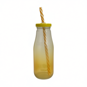 Glass Bottle With Straw And Lid 250Ml For Drinks - Product Image 1