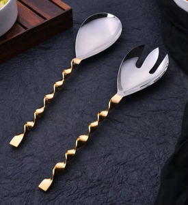 Compre un Juego de Cubiertos de Acero Inoxidable con Acabado Dorado, Diseño Moderno, Hecho a Mano, para Uso en la Cocina - Product Image 1