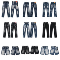 Jeans en denim décontracté pour homme, coupe slim, taille mi-haute, déchiré et vieilli, avec patchs, style italien tendance, haute qualité, transfrontalier, DSQUARED