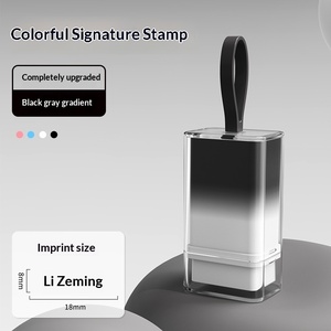 <span class=keywords><strong>Tampon</strong></span> de signature manuscrite 002 en plastique, dégradé de couleurs, photosensible, avec cordon, coloré, portable, personnalisé - Product Image 6
