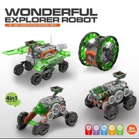 Juguete Educativo STEAM, Kit de Coche Robótico Inteligente 4 en 1, DIY 4WD, Robot de Programación Inteligente con Control Remoto para Niños