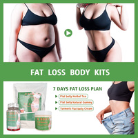 Formule douce Ingrédients Naturels Ventre Plat Kit Tisane Gummy Minceur Curcuma Crème De Massage Produits De Perte De Poids