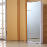 Système de rangement à chaussures moderne et portable en bois avec miroir suspendu pour salon et appartement