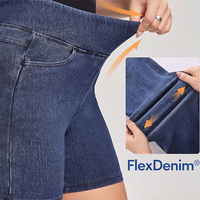 Shorts de Mezclilla de Cintura Alta para Mujer, Tallas Grandes, Verano, Bolsillos Elásticos, Casuales, Fabricación Personalizada, Plazo de Entrega de 15 Días