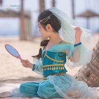 Costume de princesse Aladdin pour filles Hidehanky, ensemble deux pièces, haut court, pantalon lanterne, manches détachables, voile, vente en gros pour fêtes