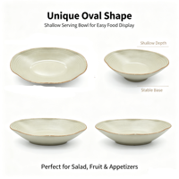 Bol de service ovale en mélamine mouchetée vintage, bol à salade irrégulier, bord brun rustique, pour la maison, les restaurants et les hôtels.