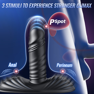 Remote <strong>Butt</strong> <strong>Plug</strong> Telescopic Thrusting Anal Vibrator with Prostate Massager Body-Safe Silicone IPX7 Waterproof for Men - Product Image 4