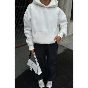 Sudadera con Capucha de Seda Blanca para Mujer con Bolsillo Canguro, Diseño Personalizable, Sudadera con Cremallera para Invierno - Product Image 2