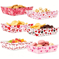 6 pièces/ensemble, fournitures pour la Saint-Valentin et les fêtes de mariage, plateaux en papier rectangulaires, boîtes à popcorn jetables, boîtes d'emballage pour en-cas