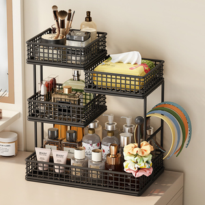 Estante de almacenamiento de cosméticos de 4 niveles, estante de hierro blanco para maquillaje, cuidado de la piel, organizador de tocador de baño - Product Image 3