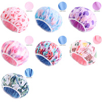Chapeau de bain double couche imperméable EVA Accessoires de serviette 2 en 1 Bonnet en microfibre Bonnet de douche sèche-linge