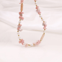 Collier et bracelet tendance style bohème avec perles d'opale rose irrégulières pour le quotidien et les cadeaux