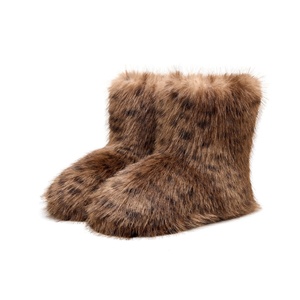 Bottes de <span class=keywords><strong>neige</strong></span> <span class=keywords><strong>pour</strong></span> femmes à imprimé léopard, à poils longs, doublées de polaire, chaudes, à tige haute, antidérapantes, avec semelle intérieure en coton absorbant les chocs - Product Image 5
