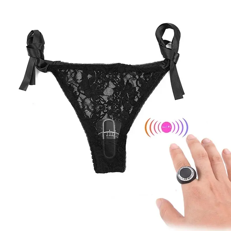 Vibrador inalámbrico con anillo para dedo para mujer adulta, bragas con control remoto, juguete sexual, bragas, ropa interior Sexy, 10 frecuencias