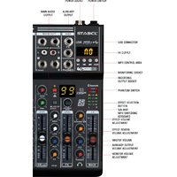 Table de mixage audio portable 4 canaux ST-4M Console de mixage USB BT