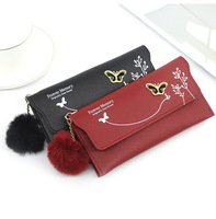 Dompet wanita murah kustom dompet kulit Pu fesyen tas tangan penyimpan kartu panjang warna Solid untuk wanita