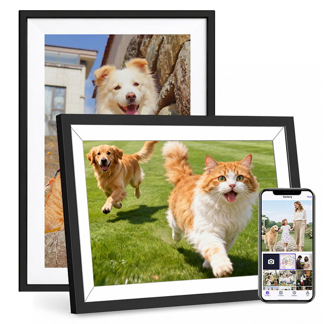 R&E 10.1 Inch Large Digital Photo Frame Wi-Fi Cloud Smart Picture Frame IPS Touch Screen 32GB Memory Share Moments Decor