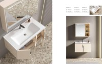 Foshan Armoires de salle de bain modernes 60 70 80 90 100cm LED miroir meubles en bois Crame couleur flottant vanité acier MDF matériel
