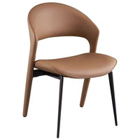 Chaise de salle à manger moderne en cuir PU, dossier et assise rembourrés, pieds en métal, ergonomique, stable, pour la maison, le restaurant, l'hôtel
