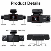 Enregistreur vidéo de voiture DVR 4K UHD exclusif à 4 canaux, enregistrement en boucle sur 3 canaux, WDR, WiFi, caméra de tableau de bord avant, arrière et intérieure, super caméra de tableau de bord