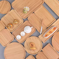 BAMBOOHOMIE Assiettes jetables en bois simples pour la maison et les restaurants, plateau de service en bambou