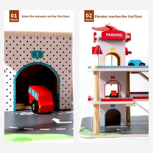 Ensemble de jouets de course automobile en bois <span class=keywords><strong>pour</strong></span> garage de stationnement, <span class=keywords><strong>pour</strong></span> enfants de 1 à 7 ans, jeux éducatifs Montessori, jeux parent-enfant, cadeau <span class=keywords><strong>d</strong></span>'<span class=keywords><strong>anniversaire</strong></span> - Product Image 4